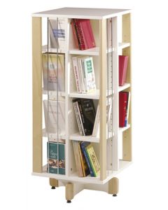 Bibliothèque présentoir tournant sur roulettes