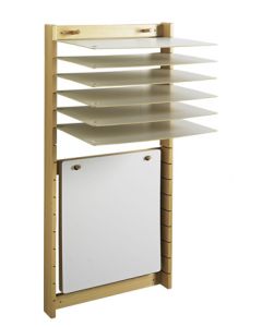 Séchoir à dessins mural avec tablettes repliables – minimum 15 tablettes à dessins